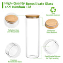 Glass Jars with Silicone Ring Bamboo lid,Set of 6 Glass Food Storage
