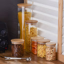 Glass Jars with Silicone Ring Bamboo lid,Set of 6 Glass Food Storage