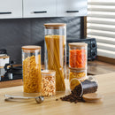Glass Jars with Silicone Ring Bamboo lid,Set of 6 Glass Food Storage