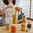 Glass Jars with Silicone Ring Bamboo lid,Set of 6 Glass Food Storage