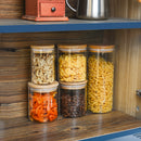 Glass Jars with Silicone Ring Bamboo lid,Set of 6 Glass Food Storage