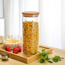Glass Jars with Silicone Ring Bamboo lid,Set of 6 Glass Food Storage