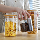 3PCS Glass Jar Set with Silicon Ring Bamboo Lid,Air Tight Clear Glass