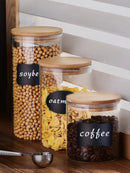 3PCS Glass Jar Set with Silicon Ring Bamboo Lid,Air Tight Clear Glass
