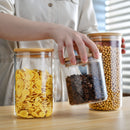 3PCS Glass Jar Set with Silicon Ring Bamboo Lid,Air Tight Clear Glass