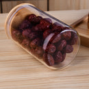 3PCS Glass Jar Set with Silicon Ring Bamboo Lid,Air Tight Clear Glass