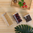 3PCS Glass Jar Set with Silicon Ring Bamboo Lid,Air Tight Clear Glass