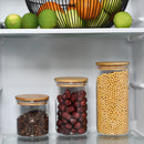 3PCS Glass Jar Set with Silicon Ring Bamboo Lid,Air Tight Clear Glass