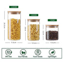 3PCS Glass Jar Set with Silicon Ring Bamboo Lid,Air Tight Clear Glass