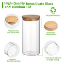 3PCS Glass Jar Set with Silicon Ring Bamboo Lid,Air Tight Clear Glass