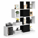 5-Tier Bookshelf Corner Ladder Bookcase Display Storage Rack Black White CB10293DW