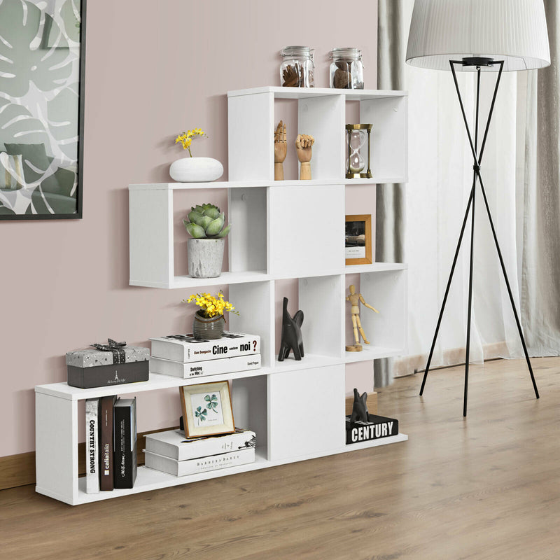 5-Tier Bookshelf Corner Ladder Bookcase Display Storage Rack White  CB10293WH