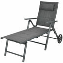 Reclining Chaise Lounge Padded Chair Aluminum Adjust Neck Pillow  NP10106GR