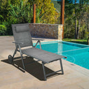 Reclining Chaise Lounge Padded Chair Aluminum Adjust Neck Pillow  NP10106GR