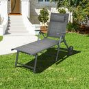 Reclining Chaise Lounge Padded Chair Aluminum Adjust Neck Pillow  NP10106GR
