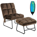 Massage Chair Velvet Accent Sofa Chair w/ Ottoman & Remote Control Brown  HW62369BN