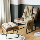 Massage Chair Velvet Accent Sofa Chair w/ Ottoman & Remote Control Brown  HW62369BN