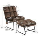 Massage Chair Velvet Accent Sofa Chair w/ Ottoman & Remote Control Brown  HW62369BN
