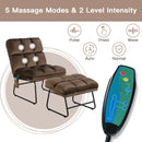 Massage Chair Velvet Accent Sofa Chair w/ Ottoman & Remote Control Brown  HW62369BN