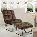 Massage Chair Velvet Accent Sofa Chair w/ Ottoman & Remote Control Brown  HW62369BN