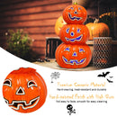 3-Tier Color-Changing Lighted Ceramic Pumpkin Lantern Battery Powered Halloween CM22644
