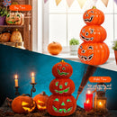 3-Tier Color-Changing Lighted Ceramic Pumpkin Lantern Battery Powered Halloween CM22644