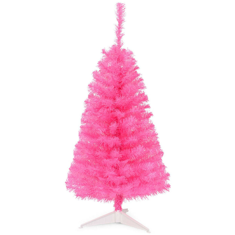 3 ft Premium Artificial Christmas Mini Tree Holiday Season Pink w/ Plastic Stand CM22790PI