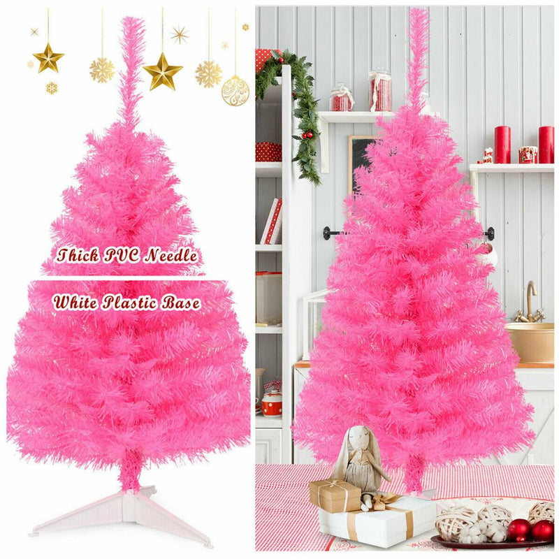 3 ft Premium Artificial Christmas Mini Tree Holiday Season Pink w/ Plastic Stand CM22790PI