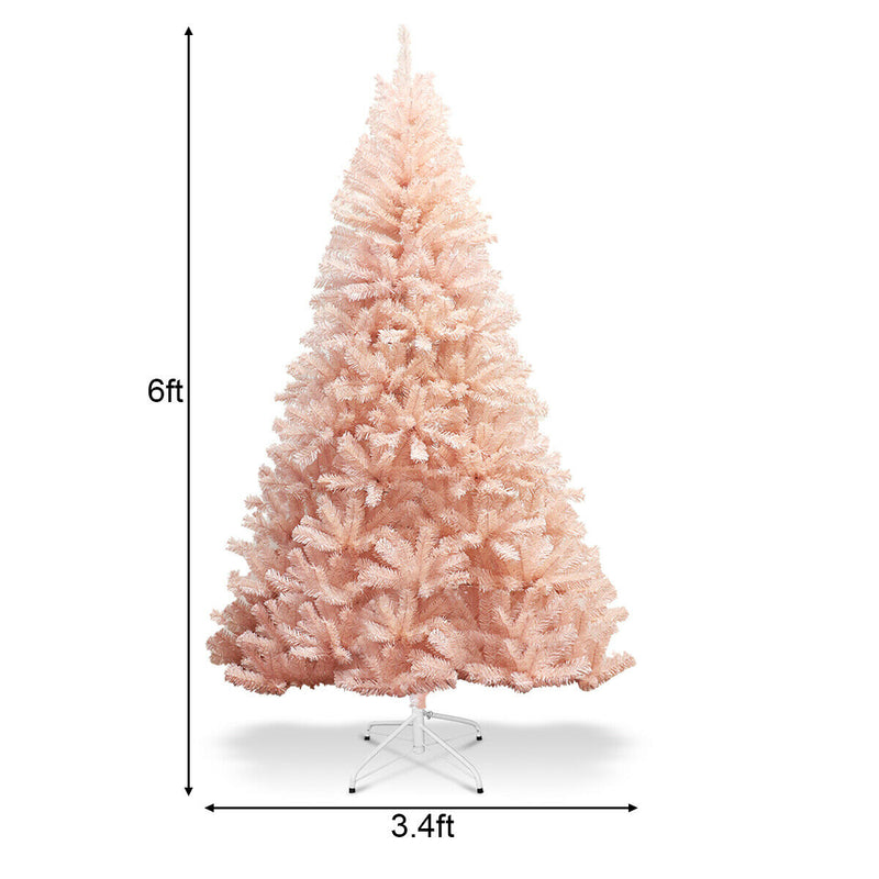 6ft Artificial Christmas Tree Hinged Full Fir Tree w/ Metal Stand Holiday Season CM22348