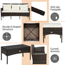 3PCS Patio Rattan Furniture Set 3-Seat Sofa Cushioned Table Garden HW67714WH
