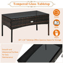 3PCS Patio Rattan Furniture Set 3-Seat Sofa Cushioned Table Garden HW67714WH