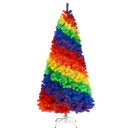 7FT Artificial Hinged Colorful Rainbow Full Fir Christmas Tree with 1213 Tips CM22830