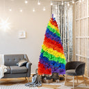 7FT Artificial Hinged Colorful Rainbow Full Fir Christmas Tree with 1213 Tips CM22830