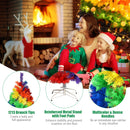 7FT Artificial Hinged Colorful Rainbow Full Fir Christmas Tree with 1213 Tips CM22830
