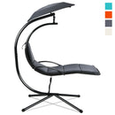 Patio Hanging Hammock Chaise Lounge Chair with Canopy Cushion Gray  NP10114GR