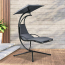 Patio Hanging Hammock Chaise Lounge Chair with Canopy Cushion Gray  NP10114GR