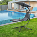 Patio Hanging Hammock Chaise Lounge Chair with Canopy Cushion Gray  NP10114GR