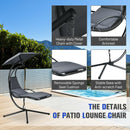 Patio Hanging Hammock Chaise Lounge Chair with Canopy Cushion Gray  NP10114GR