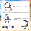 Patio Hanging Hammock Chaise Lounge Chair with Canopy Cushion Gray  NP10114GR