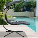 Patio Hanging Hammock Chaise Lounge Chair with Canopy Cushion Gray  NP10114GR