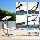 Patio Hanging Hammock Chaise Lounge Chair with Canopy Cushion Beige  NP10114BE