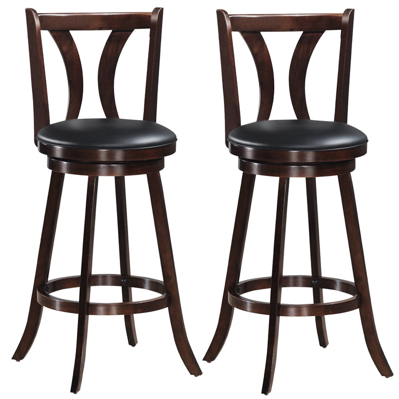 Set of 2 Swivel Bar stools 29.5" Bar Height Chairs with Rubber Wood Legs