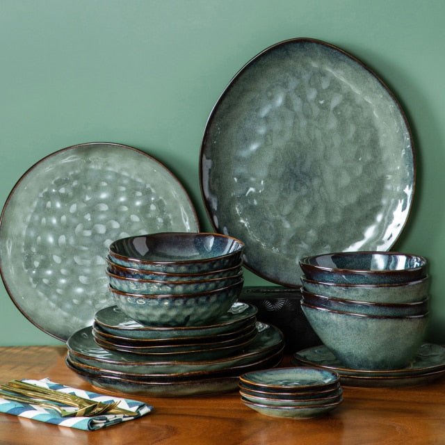 Starry 23-Piece Dinner Set Vintage Ceramic Stoneware Dinnerware Set