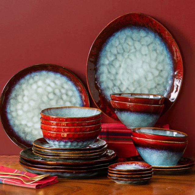 Starry 23-Piece Dinner Set Vintage Ceramic Stoneware Dinnerware Set