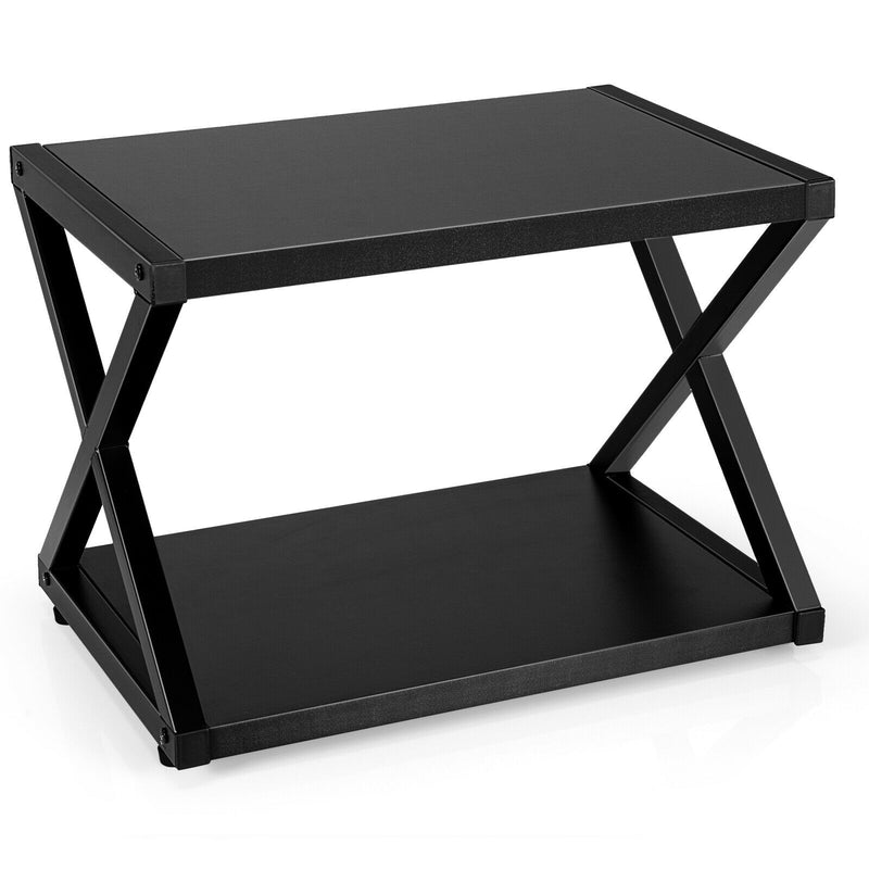 Desktop Printer Stand 2 Tiers Storage Shelves w/Anti-Skid Pads Black