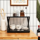 Desktop Printer Stand 2 Tiers Storage Shelves w/Anti-Skid Pads Black