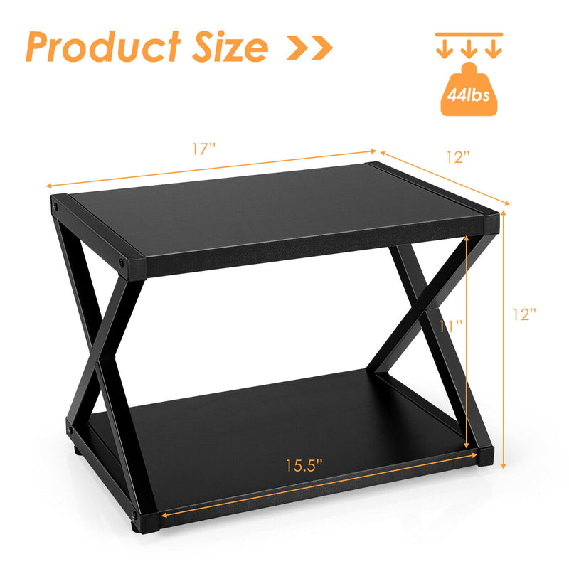 Desktop Printer Stand 2 Tiers Storage Shelves w/Anti-Skid Pads Black