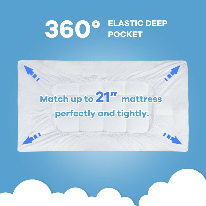 King Mattress Pad Cover Padded Topper Soft Quilted Fitted Deep Pocket  HT1142K