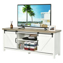 TV Stand Media Center Console Cabinet Sliding Barn Door for TV's 60" White