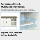 TV Stand Media Center Console Cabinet Sliding Barn Door for TV's 60" White